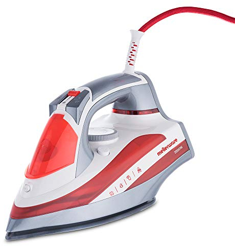 Mellerware - Plancha de Ropa 3000W | 180 g/min Golpe Vapor | Calentamiento Rápido | Suela Cerámica | Antiadherente | Sistema Antical y Antigoteo |Función Spray | Vapor Vertical | Depósito 360ml
