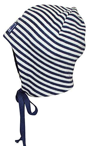 PICKAPOOH Baby Mützchen Häubchen Radler Bio-Schurwolle, Marine/Natur Gr. 34