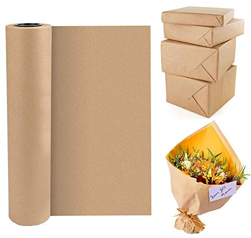 BUZIFU Kraftpapier Rolle Paketpapier 30cmx30m Kraftpapierrolle Braun Geschenkpapier Rolle Kraftpapier Packpapier Kraft Papierrolle Natürliches Recyclingpapier für Kunsthandwerk Geschenkverpackung