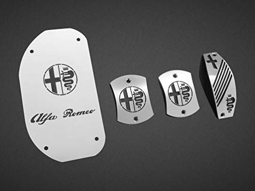 Pédales et Repose Pieds en Acier pour Alfa_Romeo 147 & GT (937) (Boîte manuelle) - 4 Pièces Inox Pédalier Pedales d'Embrayage de Frein d'Accélérateur Argent Marchepied Set Inoxydable Brossé