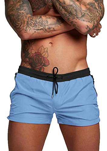 Coofandy Herren Badehose Bademode Badeanzug Badeanzug Board Strand Sport Kurz, blau/schwarz, L