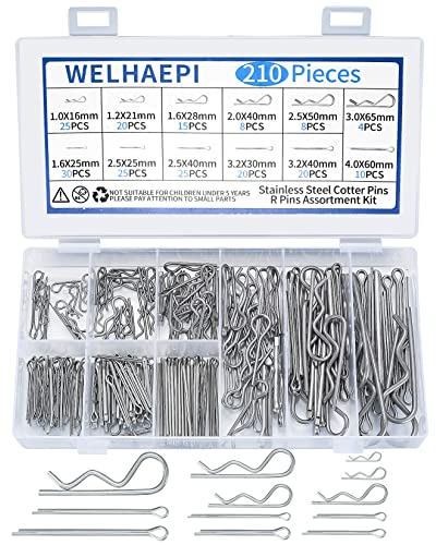 210 Stk Splinte Federstecker und R-Clips Set, Federsplinte Edelstahl 304, Sicherungssplinte, Sicherungssplinte Splinte Sortiment kit für Autos Mechaniker