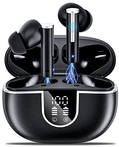 Ulfsaar Bluetooth Kopfhörer, 2023 Neue Kopfhörer Kabellos Bluetooth 5.3 mit HD Mikrofon HiFi Stereo In Ear Kopfhörer mit LED Anzeige, Sport Ohrhörer IP7 Wasserdicht Earbud für iOS, Andriod