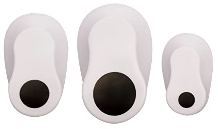 Paperfuel Kreisstanzer Set, Lochstanzer Papier, Schwarz Weiß Look, 8, 16 und 25 mm, 3 Stück, bis zu 220 g/m², Zum Papierbasteln, Srapbooking, Karten Basteln, Geschenkanhänger uvm.