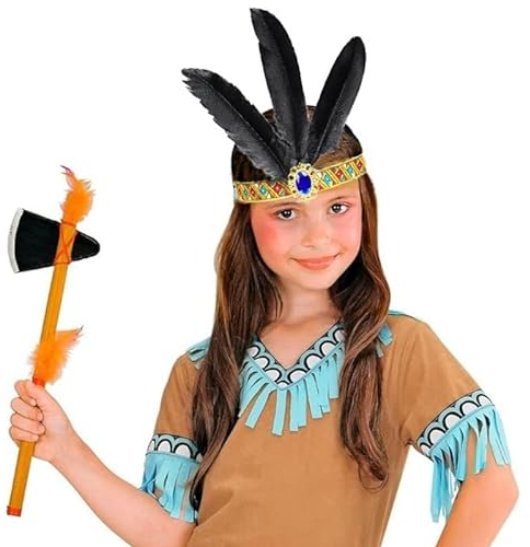 Hatstar Indianer Haarband Stirnband | Haarschmuck elastisch mit Brosche und Federn | Kopfschmuck für Fasching, Karneval, Motto Party | Federschmuck Accessoire für Damen, Herren und Kinder Kostüm