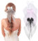 SUPERFINDINGS 3 Farben Braut Haarschleife Schleier Perlen Hochzeitsschleier Mit Haarspange Kurze Schleier Schleifen Junggesellinnenabschied Haarschmuck Für Frauen (Weiß).Rosa Schwarz)
