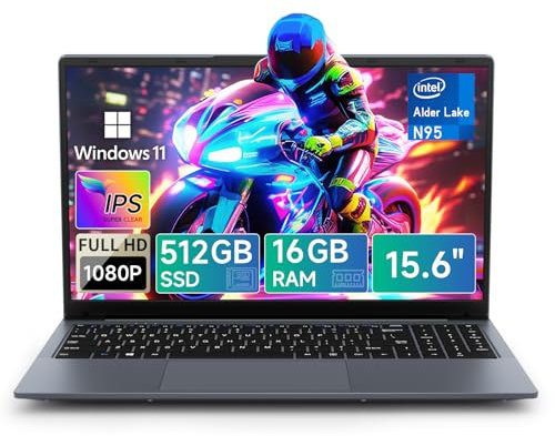 BMAX Ordinateur Portable 16Go DDR4 512Go SSD PC Portable, N95 (Jusqu'à 3,40 GHz) 15,6 IPS Écran X15 Pro Laptop 180° Flip 1080P FHD, BT5.0, 2.4/5G WiF, HDMI, USB3.0x3 Film du Clavier Français