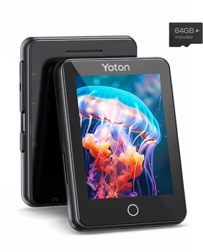 YOTON Lettore MP3 Bluetooth da 64 GB, Lettore musicale portatile con touch screen, Suono HiFi Lossless, Radio FM integrata, Cronometro, Registratore, Contapassi, Viene fornito con auricolari