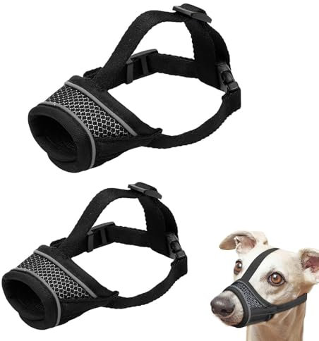 Maulkorb, Maulkorb Hund, Maulkorb für kleine Hunde, Maulkorb mit verstellbarem Riemen zum Verhindern von Beißen, Bellen und Kauen (2 Stück, S und M)