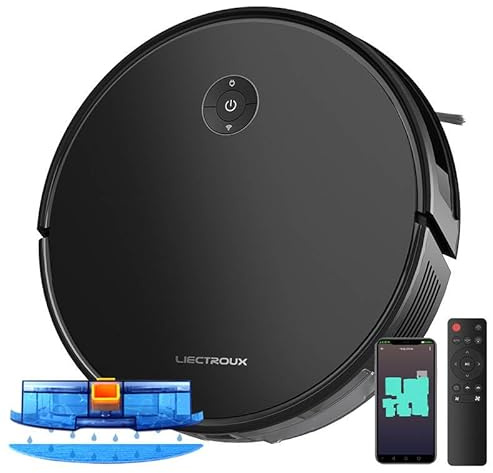 LIECTROUX Staubsaugerroboter C7, Trocken- und Nasswischkombination, Smart Mapping, WiFi App, 6Kpa Saugkraft, bürstenloser Motor, funktioniert mit Alexa und Google Assistant, ideal für Tierhaare