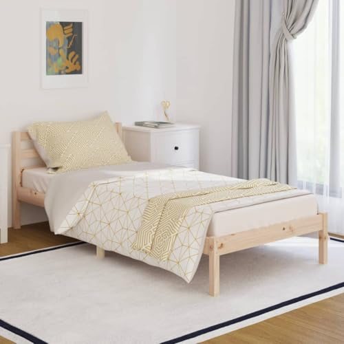 Qnhdfrt Massivholzbett Kiefer 90x200 cm Modernes Bettgestell mit Robustem Lattenrost und Bequemem Kopfteil Natürliches Design für Schlafzimmer Gästebett oder Jugendbett