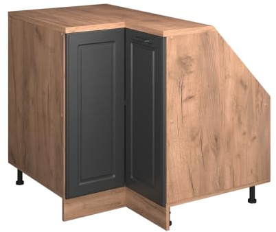 Vicco Eck-Küchenschrank für Dachschrägen R-Line, Anthrazit Landhaus, 75.6 cm mit 1 Tür, Schrankkorpus 60 cm Tiefe, zur freien Kombination innerhalb modularer Küchensysteme