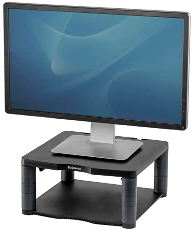 Fellowes Monitorständer Premium, höhenverstellbar in 5 Stufen, ergonomisch, sehr stabil für Monitore bis 21 Zoll, mit Ablage