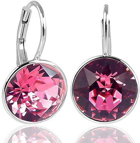 NOBEL SCHMUCK Silber-Ohrringe Rosa mit Markenkristallen 925 Silver