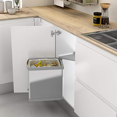 Menage Confort Cubo de Basura Giratorio 21L de Acero Inoxidable para Mueble de Cocina