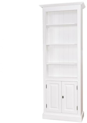 Casa Padrino Landhaus Bücherschrank B 78 x H 210 cm Bücherregal Regal Schrank - Art Deco Jugendstil Hotel Massivholz Möbel, Farbe:Weiß