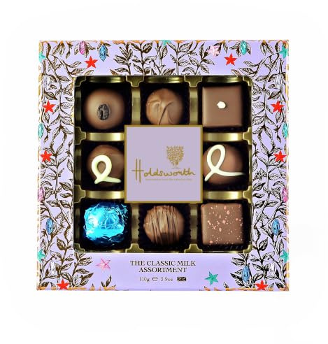 Holdsworth Chocolates Classic Milk Chocolate Truffles Assortment – Handmade Luxury Gift Box 110g, Perfect for Birthday, Mothers Day, Chocolate Gifts, Sweet Treats, Luxury Chocolates Gift Box
