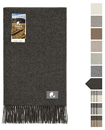 HANSA-FARM | Extra große Baby Alpaka Decke - 200 x 130 cm - Kuschelig weich aus 100% Baby Alpakawolle (kratzfrei, ungefärbt) Plaid Tagesdecke & Alpaka Wolldecke - Dunkelgrau/Anthrazit Uni (Grau)