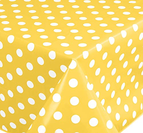 Home Direct Rectangular Oilcloth PVC Wipe Clean Tablecloth Table Cover 140cm x 200cm 55x78 Polka Dot (Yellow)
