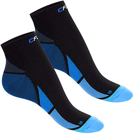 CFLEX Herren & Damen Sport Kompressionssocke (2 Paar) Kurzschaft Socken - Schwarz-Blau 35-38