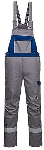 Portwest - Bizflame Ultra Arbeitslatzhose mit Latzhose, feuerbeständig, zweifarbig, Grau / Königsblau