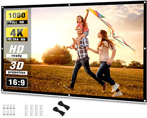 Taotique Pantalla de proyector 4K de 84 pulgadas, 16:9 HD, plegable, portátil, de doble cara, antiarrugas, para uso en interiores y exteriores, cine en casa, fiesta, oficina, aula