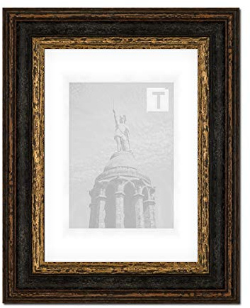 Barock-Bilderrahmen Heloise Schwarz Gold 10 x 15 cm Kunststoffglas klar 2mm Antik gescheckt Vintage