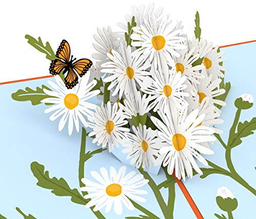 Lovepop Margeriten mit Monarch Schmetterling Pop Up Karte - 3D Karten, Schmetterling Pop Up Karte, Frühlingskarte, Karte für Frau, Geburtstag Pop Up Karte, Sommerkarte