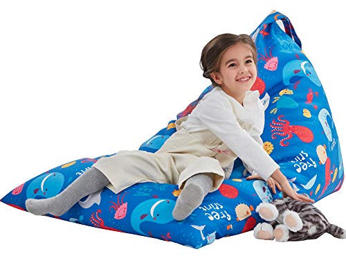 Nobildonna Sitzsack/Stuhlbezug für Stofftiere, nur für Kinder und Erwachsene, extra großer Sitzsack ohne Füllung, Plüschtier-Halter und Organizer, hochwertiges Segeltuch, 250 l (Meerestiere)
