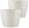 Tymar Pot de Fleurs, Pot de Plantes en Plastique, Lot de 2, Forme Ronde, Cache-Pot (13 cm, Crème)