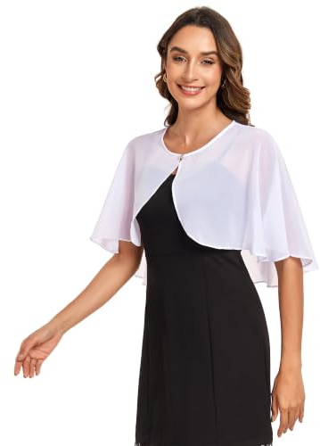 olyrjie Damen-Schals und Wraps für Abendkleid, Chiffon, Schal, Umhang, Hochzeit, Gast, Brautjungfer, Capelets, Schals, Chiffon weiß, Einheitsgröße
