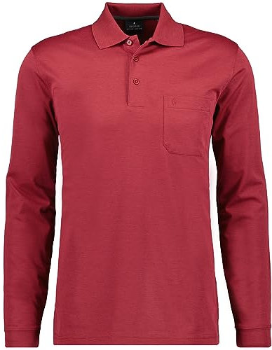RAGMAN Herren Softknit-Polo mit Brusttasche, Langarm Peperoni-613, M