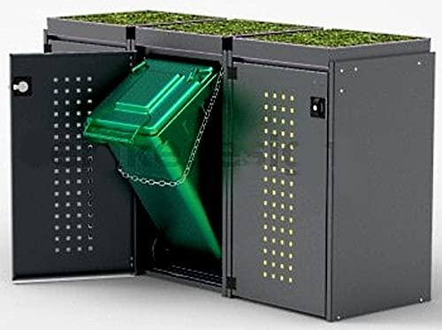 Reinke Mülltonnenbox für 3x120L Tonnen mit Pflanzenwanne, Aluminium, Farbe: Anthrazit, Mülltonnenhaus