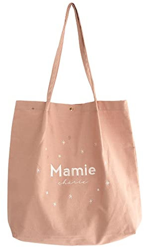 Manahia Tote Bag Brodé Mamie - Mamie Chérie - Cadeau Mamie - Sac Mamie - Sac Cabas Brodé avec poche - Cadeau Fête des Grands-Mères - Annonce Grossesse Mamie - Cadeau Noël Mamie - Anniversaire Mamie