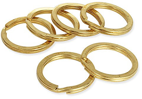 12 Pieces Wholesale Solid Brass Flat Split Key Ring Chain Hook Hardware (25mm brass)