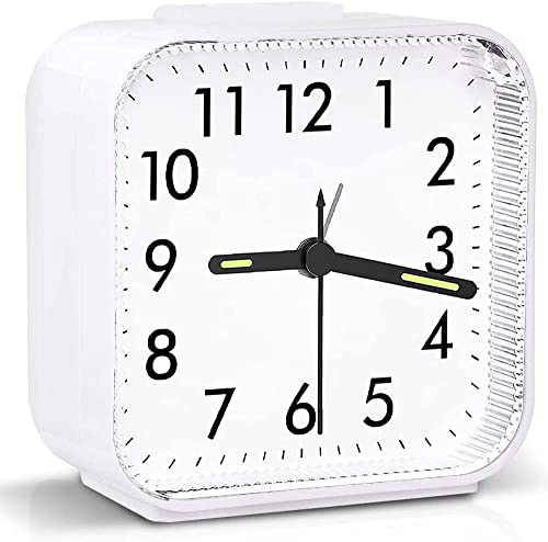 Brifit Silent Alarm Clocks Bedside, Battery Powered Non Ticking Table Clock with Luminous Pointer & Large Display, Snooze Night Light Function, Easy to Read for Heavy Sleepers, Bedroom, Office