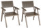 Mendler 2er-Set Gartenstuhl HWC-J95, Balkonstuhl Stuhl, Outdoor-Beschichtung, Aluminium Holzoptik - Gestell Champagner, grau