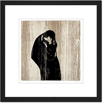 Artery8 Painting Edvard Munch Kiss IV Picture 8X8 Inch Square Wooden Framed Wall Art Print Picture with Mount
