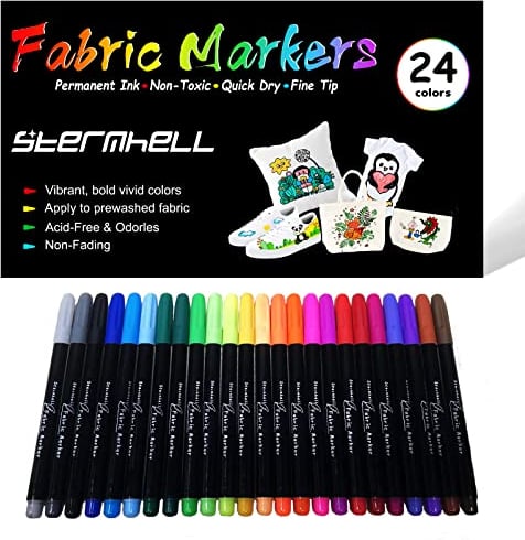 Sternhell Lápices textiles, resistentes a la lavadora, rotuladores textiles, colores de tela, colores permanentes para camisetas, baberos, bolsas de yute, bolsas de tela, bolsas de bebé
