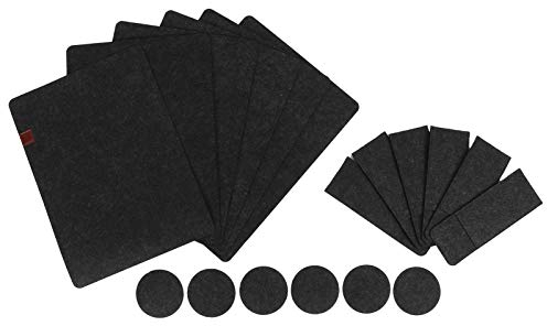 18 unids/Set de manteles Individuales con Posavasos y Bolsas para Cubiertos, manteles Individuales de Fieltro, manteles Redondos para Tazas, Alfombrilla Antideslizante Resistente al Calor