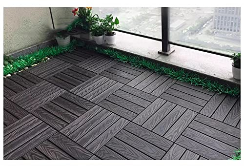 Innen Außen Quadratisch Plastik Holz Fußbodenfliesen, Ineinandergreifende Balkon-Bodenbelag Mit Sockel, Terrassenplatten Aus Holz Für Terrassen Garten Pools (Farbe : Gray-B, Größe : 1PCS-30X30cm)