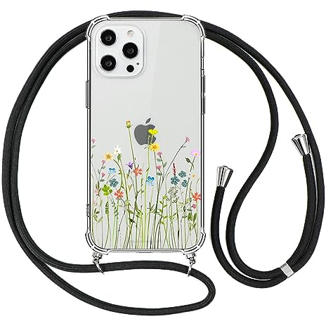 Yoedge Coque avec Cordon pour Samsung Galaxy A52/A52s 5G 6,5, Étui Collier Réglable Transparente Case avec Aesthetic Motif Fleur 2, Silicone PC Antichoc Housse avec Tour de Cou Lanière Lanyard Cover