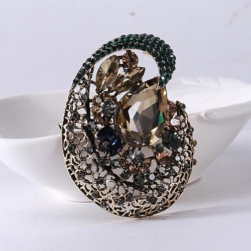 YAHOYA Femmes de Luxe Classique Strass Rond Broches Broches Vintage Haute qualité Complet Corsage Corsage Party Accessoires de Mariage