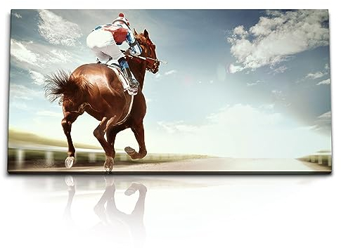 Paul Sinus Kunstdruck Bilder 120x60cm Rennpferd Pferd Pferderennen Straße Himmel