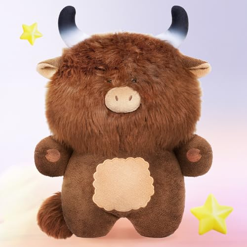 Mewaii Highland Cow Plüschtier Hochlandrind Kuscheltier, Süße Kuh Kuscheltier Cute Plushies Stofftier, Spielzeug Geschenk für Kinder (45 cm)