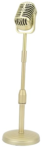 Vintage-Mikrofon-Requisitenmodell, Anhebbares, Realistisches, Leichtes, Klassisches Retro-Stil-Mikrofon-Requisiten-Dekor, für Party-Dekoration, Kostüm-Rollenspiele (Gold)