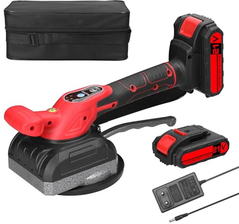 Weytoll Macchina per Piastrelle, capacità di carico 21 V, 45 kg, vibratore elettrico regolabile per piastrelle da 165 mm, 5 marce (2 batterie) con livella a bolla