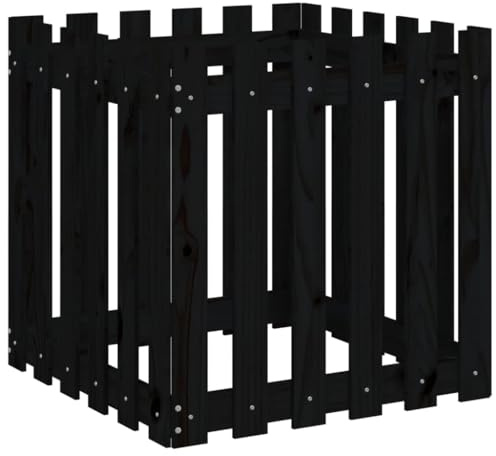 vidaXL Pflanzkübel Lattenzaun-Design Schwarz 60x60x60 cm Kiefernholz