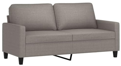 vidaXL Sofá de 2 Plazas, Asiento con Respaldo Reposabrazos Acolchados, Sofá Tapizado de Descanso, Sillón para Salón Hogar, Tela Gris Taupe