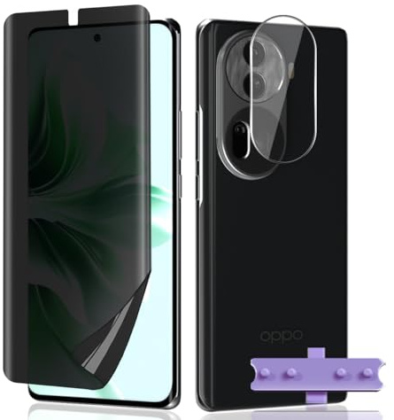 Teenrpov 1+2 Piezas para OPPO Reno 11 Privacidad Protector de Pantalla TPU + Protector de Lente cámara, Protector Lente Anti-Espía Protectora